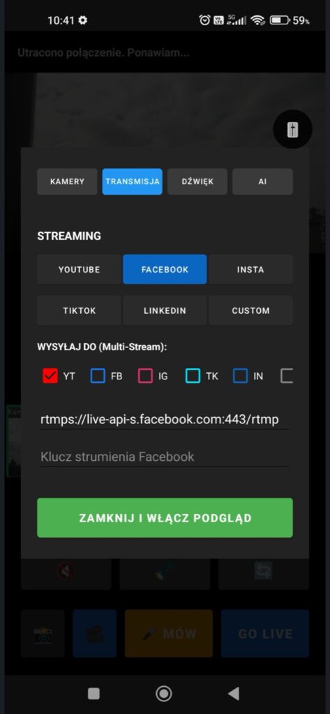 ClickAndLIVE! — multistream na YouTube, Facebook, Instagram, TikTok, LinkedIn